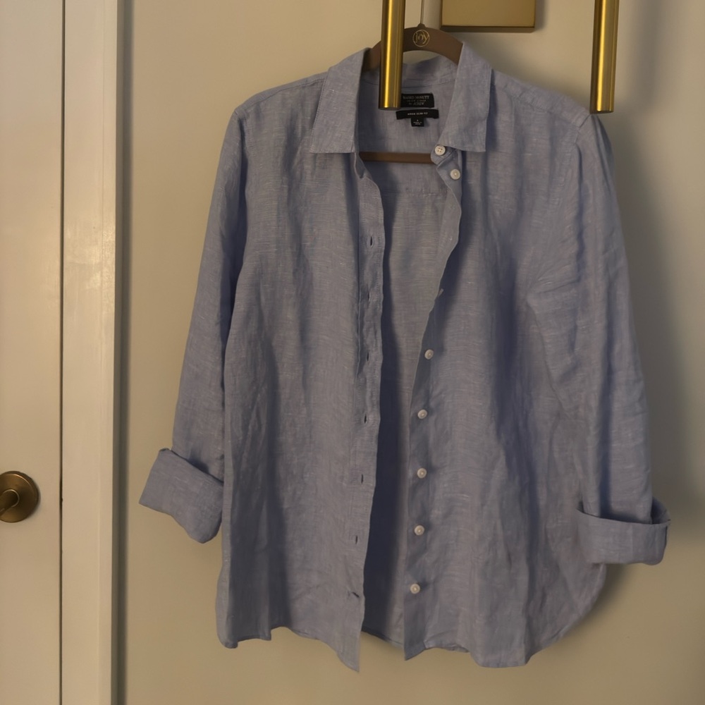 Jcrew light Blue linen Button-Up Shirt
